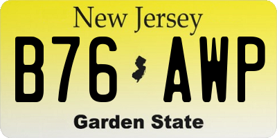 NJ license plate B76AWP