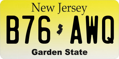 NJ license plate B76AWQ