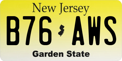NJ license plate B76AWS