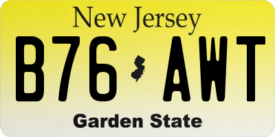 NJ license plate B76AWT