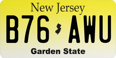 NJ license plate B76AWU