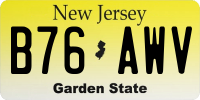 NJ license plate B76AWV