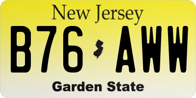 NJ license plate B76AWW