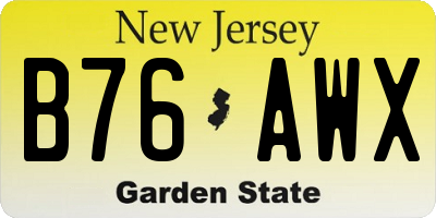 NJ license plate B76AWX