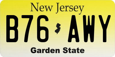 NJ license plate B76AWY