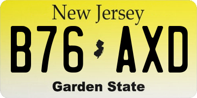 NJ license plate B76AXD