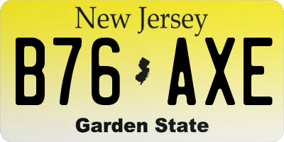 NJ license plate B76AXE
