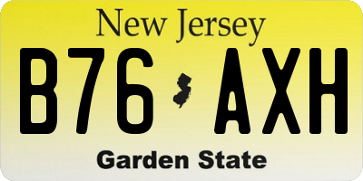 NJ license plate B76AXH