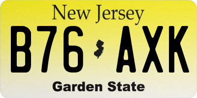 NJ license plate B76AXK