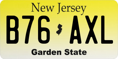 NJ license plate B76AXL