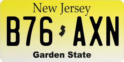 NJ license plate B76AXN