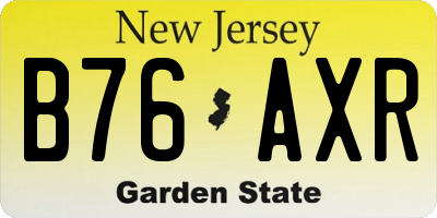 NJ license plate B76AXR