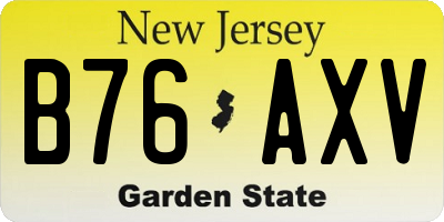 NJ license plate B76AXV