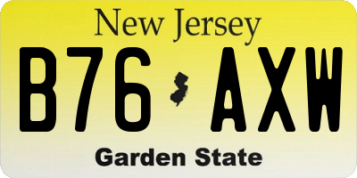NJ license plate B76AXW
