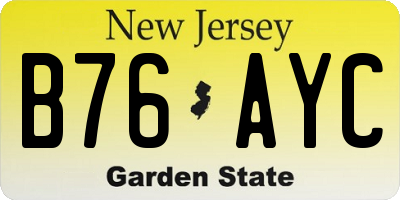 NJ license plate B76AYC