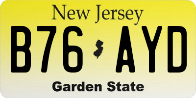 NJ license plate B76AYD