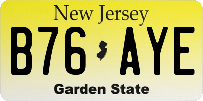 NJ license plate B76AYE