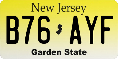 NJ license plate B76AYF