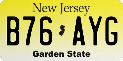 NJ license plate B76AYG