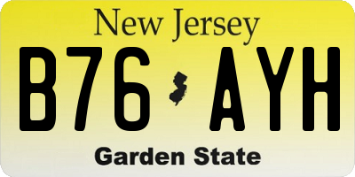 NJ license plate B76AYH