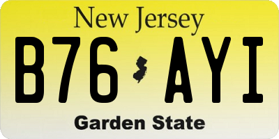 NJ license plate B76AYI