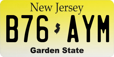 NJ license plate B76AYM