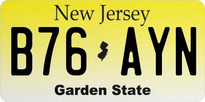 NJ license plate B76AYN