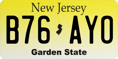 NJ license plate B76AYO