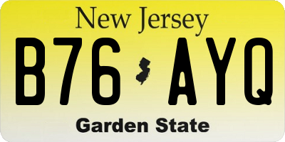 NJ license plate B76AYQ