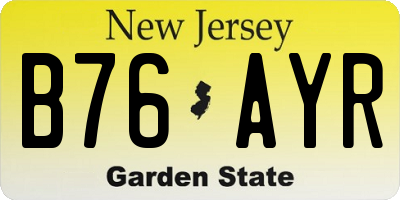 NJ license plate B76AYR