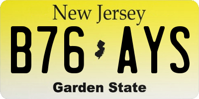 NJ license plate B76AYS