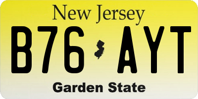 NJ license plate B76AYT