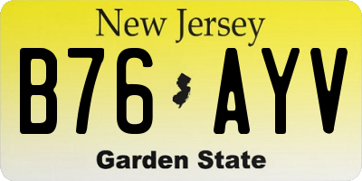NJ license plate B76AYV