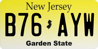 NJ license plate B76AYW