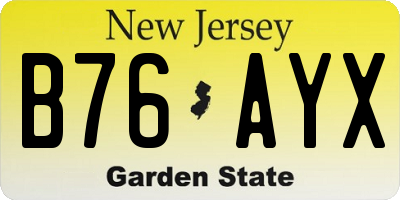 NJ license plate B76AYX