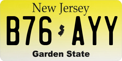 NJ license plate B76AYY