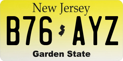 NJ license plate B76AYZ