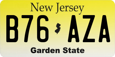 NJ license plate B76AZA