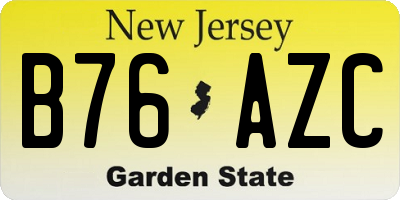NJ license plate B76AZC
