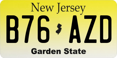 NJ license plate B76AZD