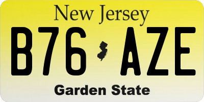 NJ license plate B76AZE