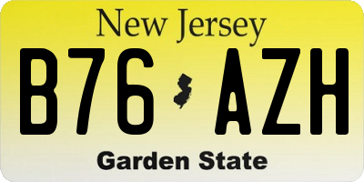 NJ license plate B76AZH