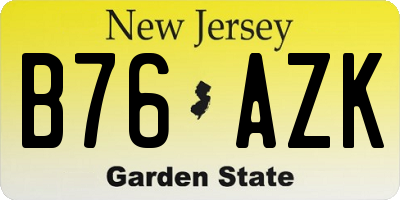 NJ license plate B76AZK