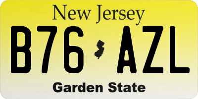 NJ license plate B76AZL