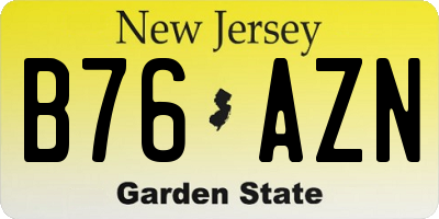 NJ license plate B76AZN