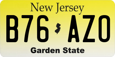 NJ license plate B76AZO