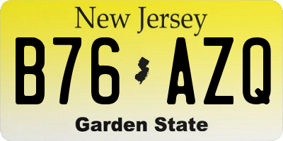NJ license plate B76AZQ