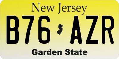 NJ license plate B76AZR