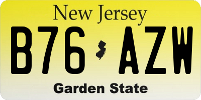 NJ license plate B76AZW