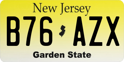 NJ license plate B76AZX